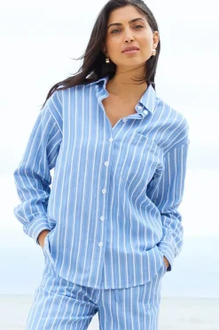 Striped 'Rooney' Cotton Blend Long Sleeve Shirt