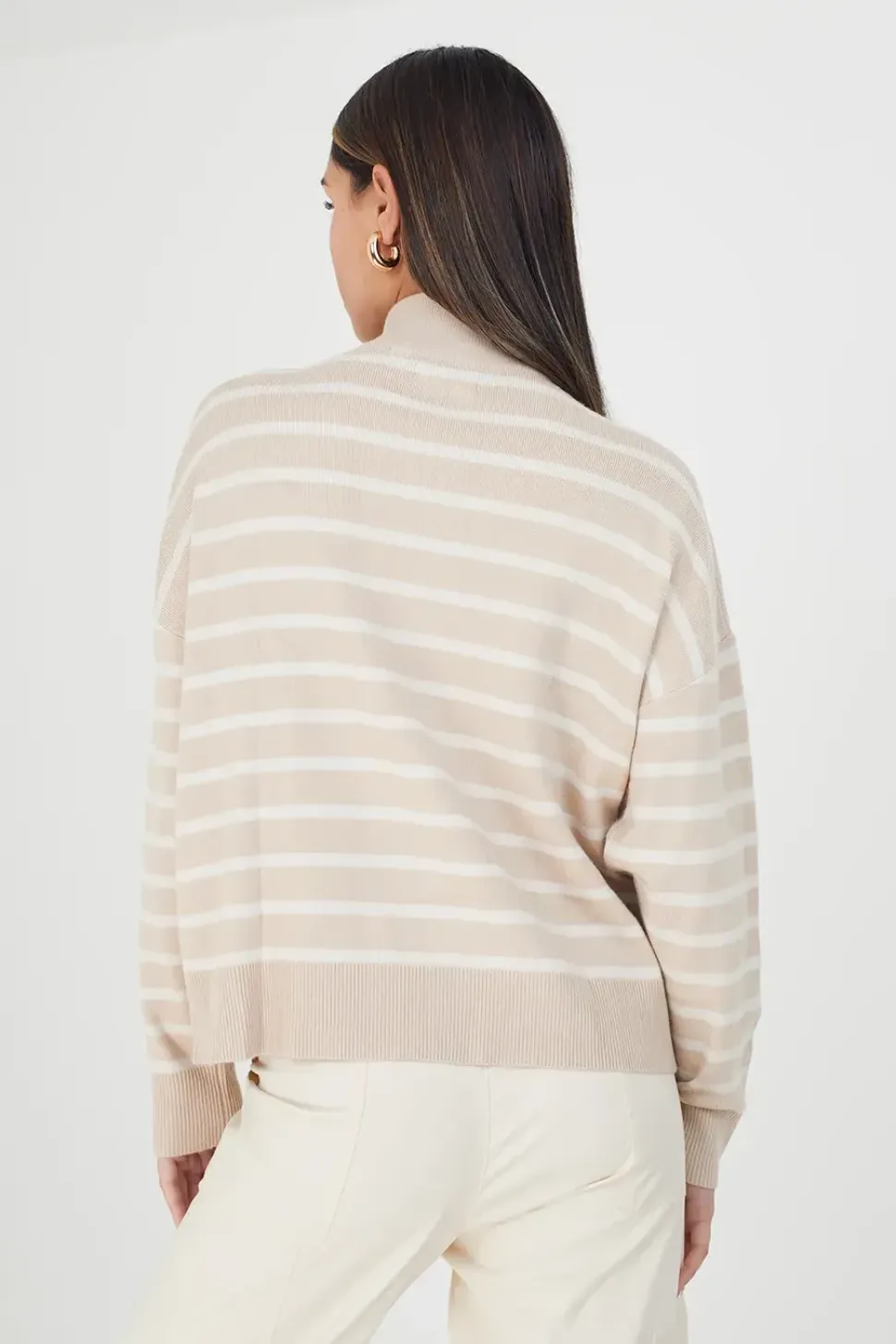 Striped 1/2 Zip Knitted Jumper
