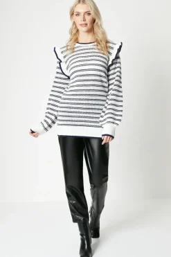 Stripe Frill Sleeve Tunic
