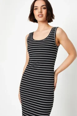 Stripe Jersey Bodycon Midi Dress