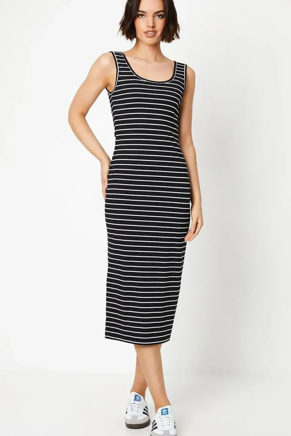 Stripe Jersey Bodycon Midi Dress