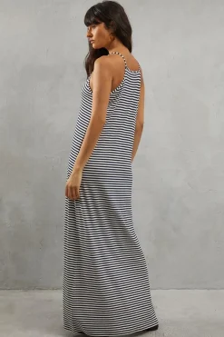 Stripe Jersey Cami Tie Back Maxi Dress