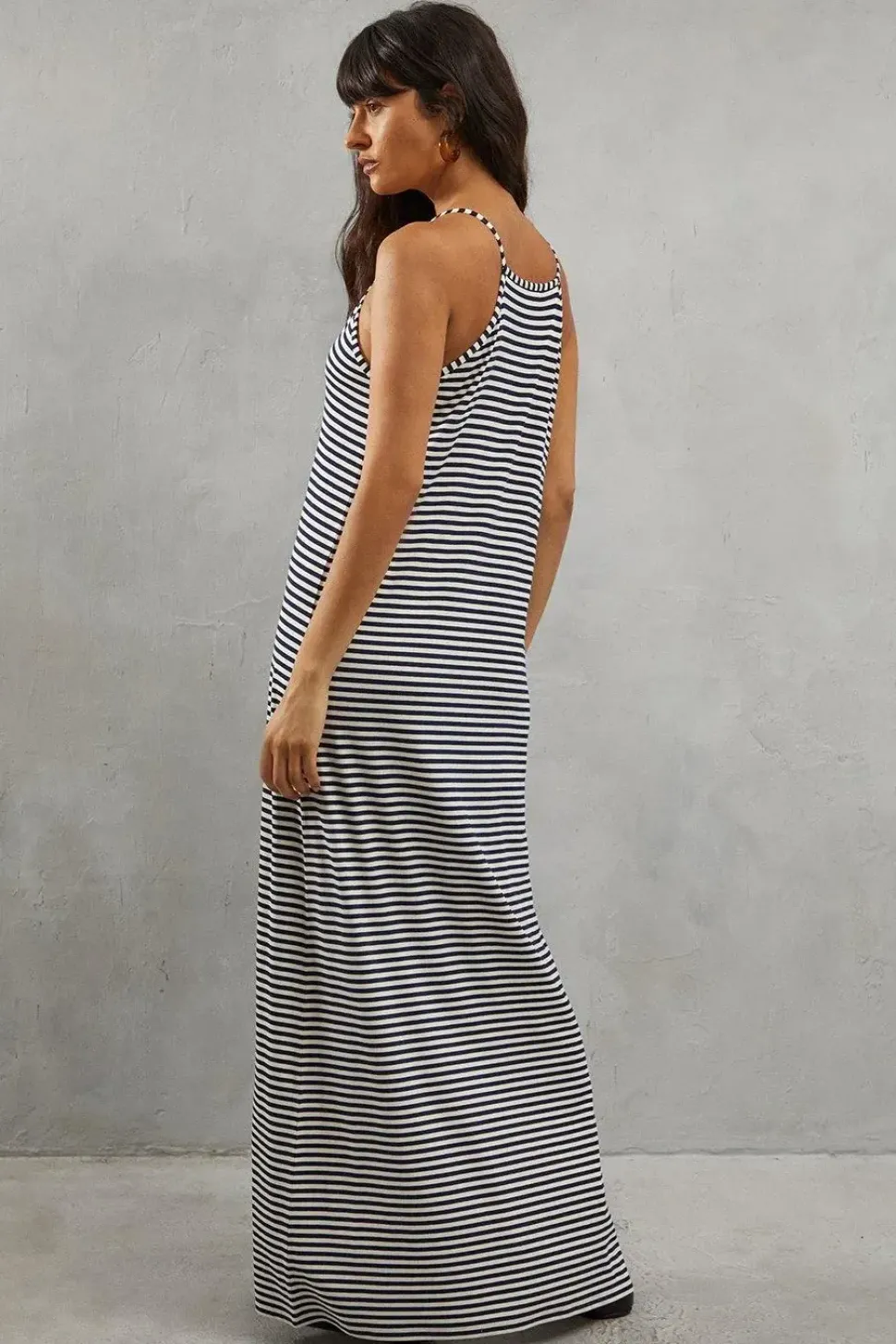 Stripe Jersey Cami Tie Back Maxi Dress