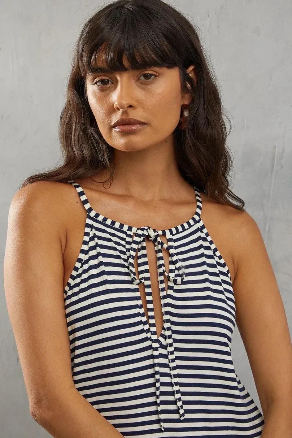 Stripe Jersey Cami Tie Back Maxi Dress