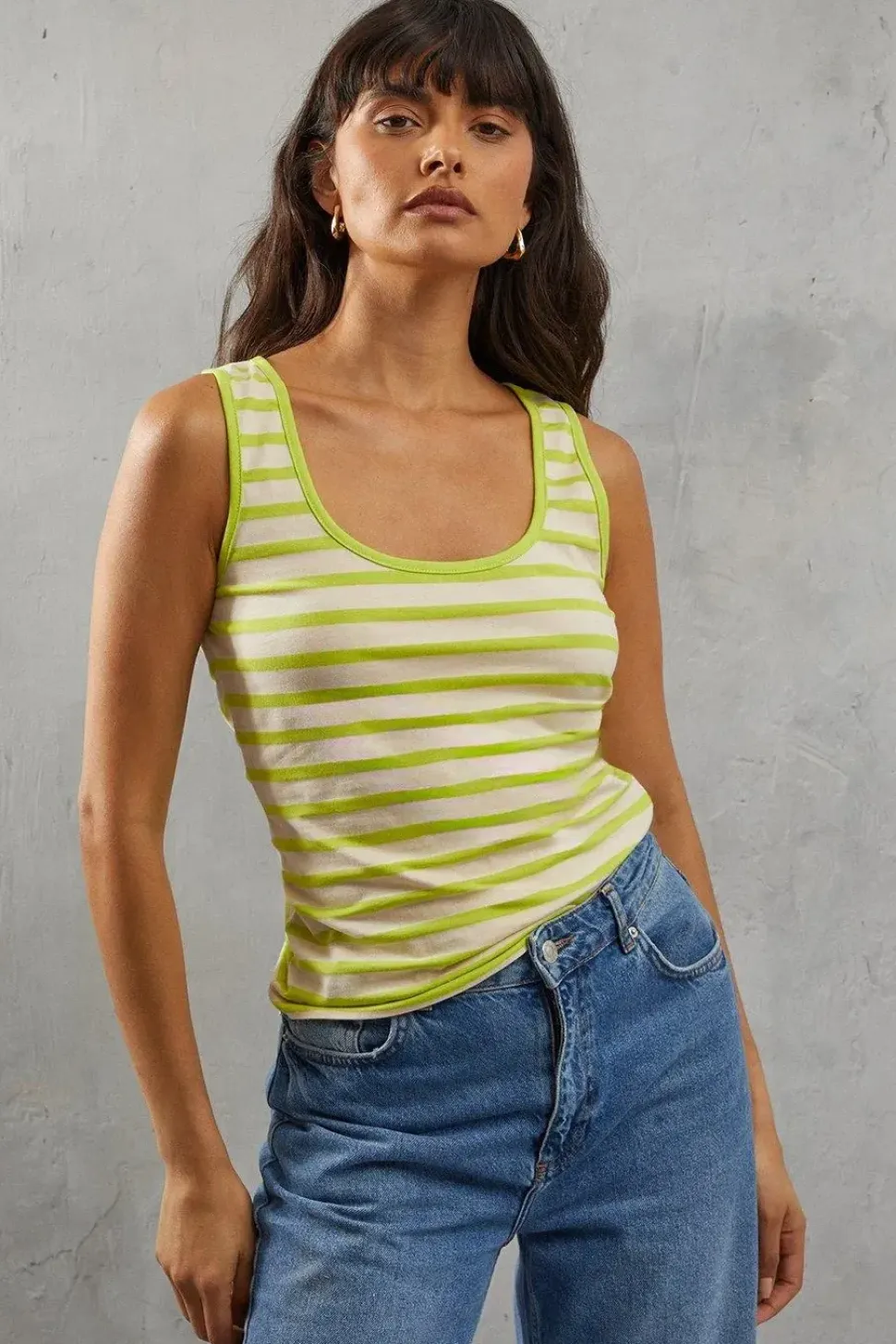 Stripe Jersey Scoop Neck Vest
