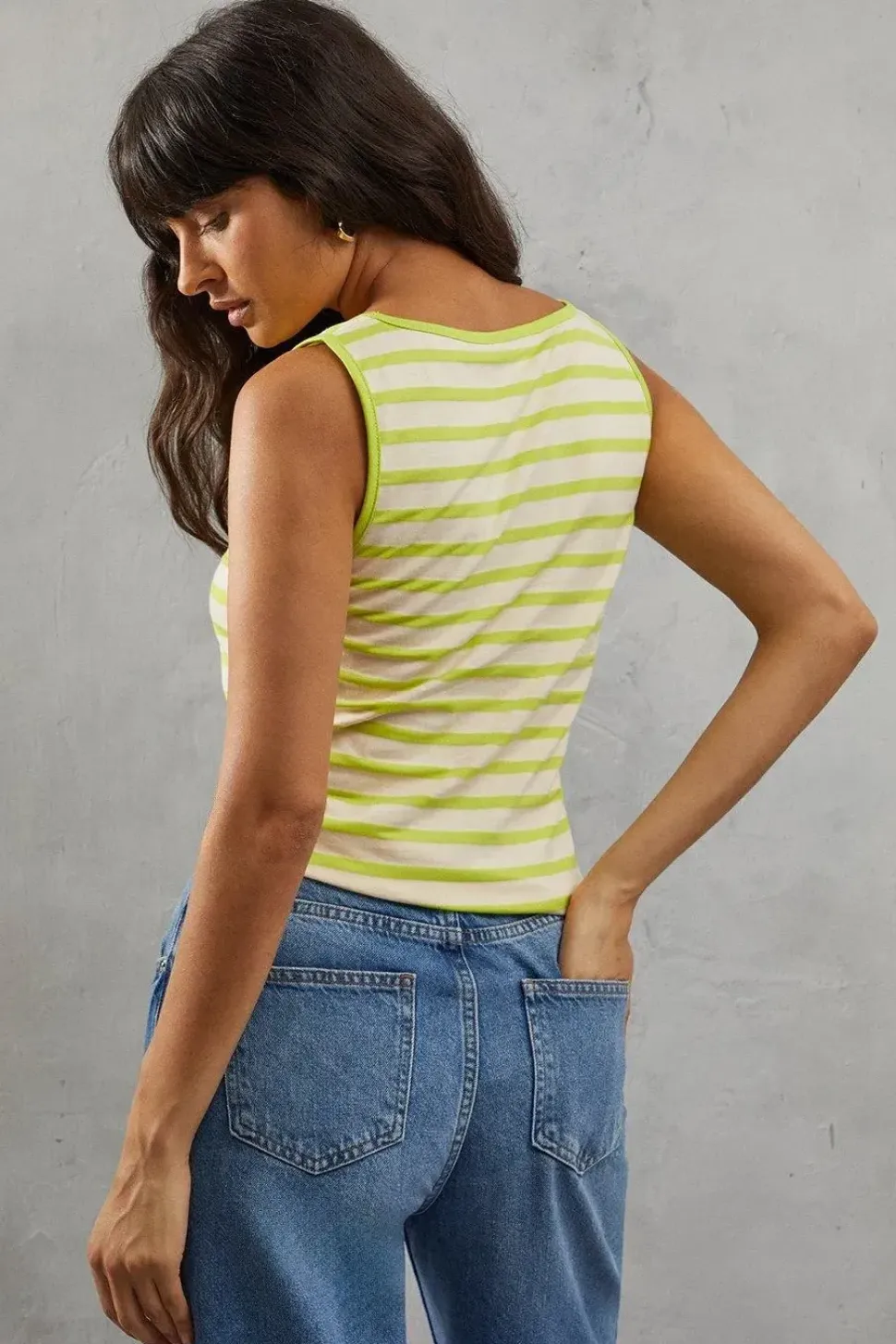 Stripe Jersey Scoop Neck Vest