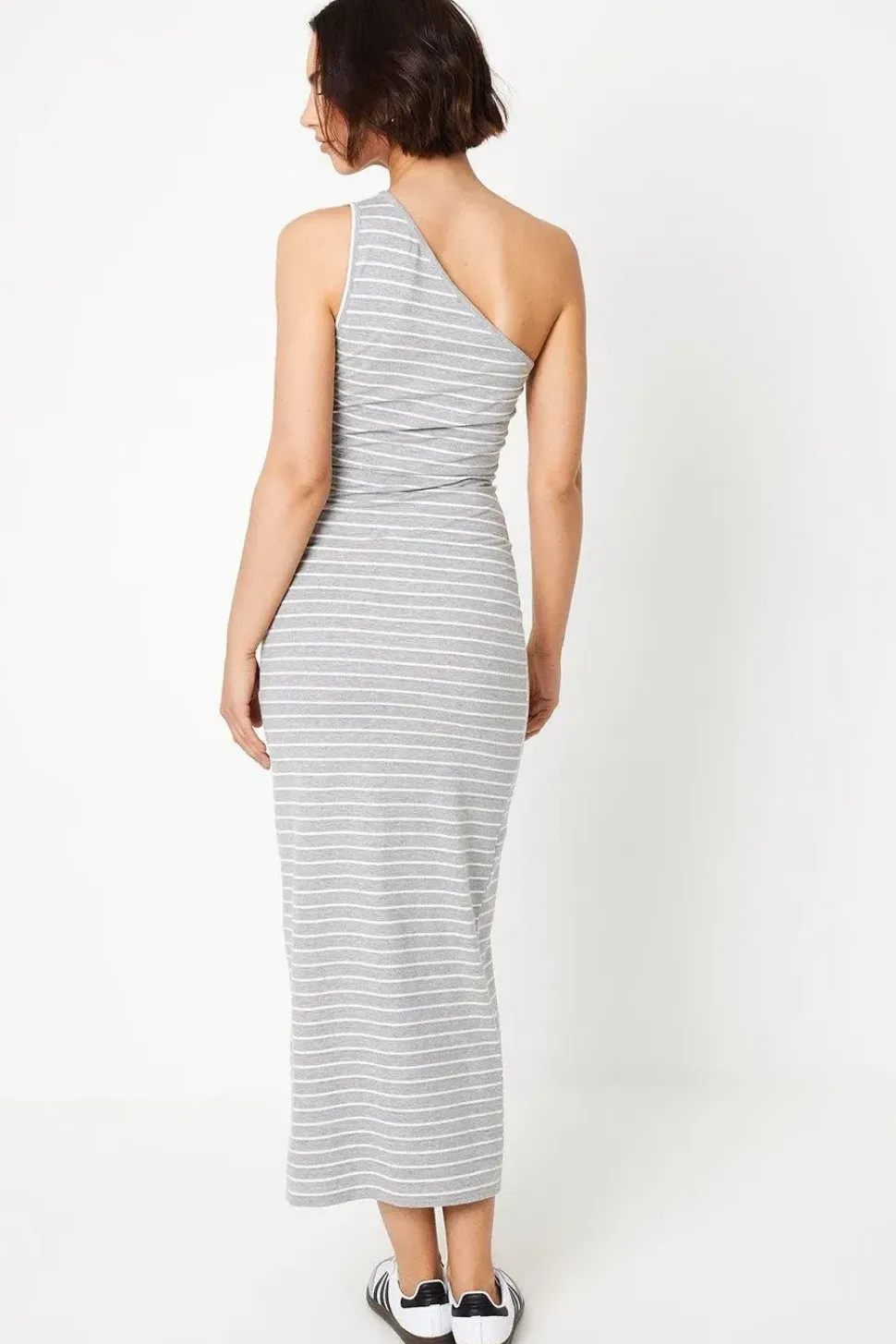 Stripe One Shoulder Bodycon Maxi Dress