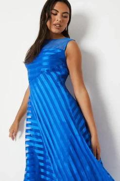 Stripe Organza Midi Dress