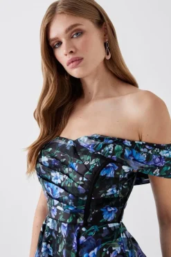 Stripe Organza Pleated Top Midi Dress