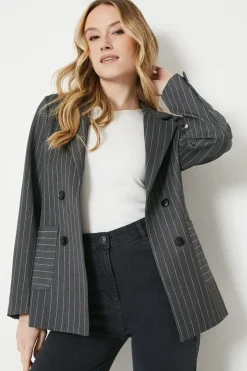 Stripe Patch Pocket Seamed Blazer