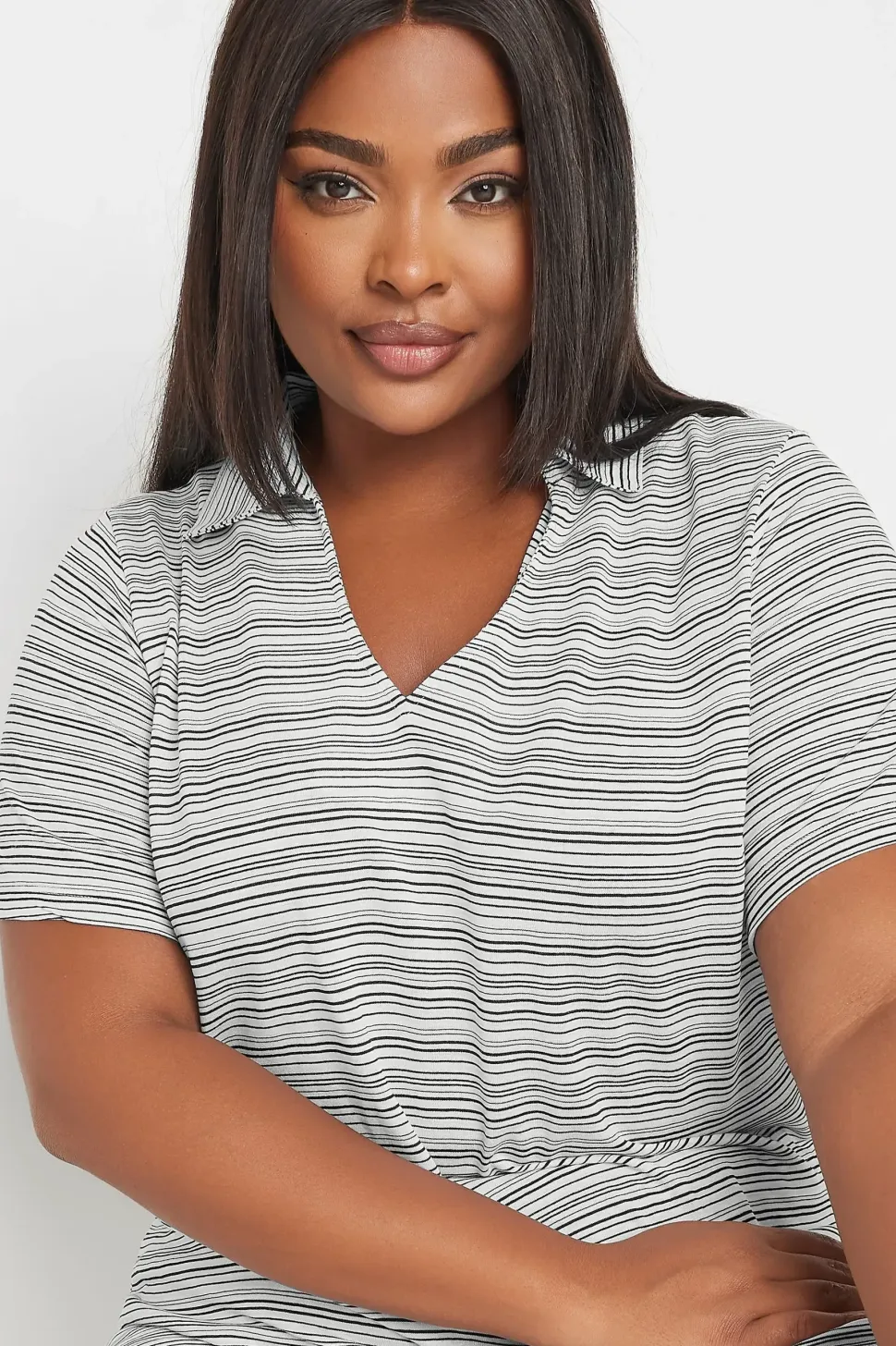 Stripe Print Collared Top