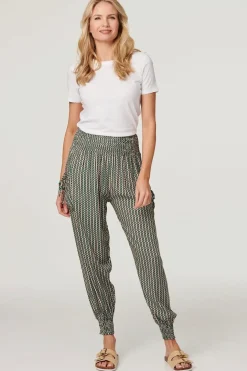 Stripe Print Pocket Detail Harem Pants