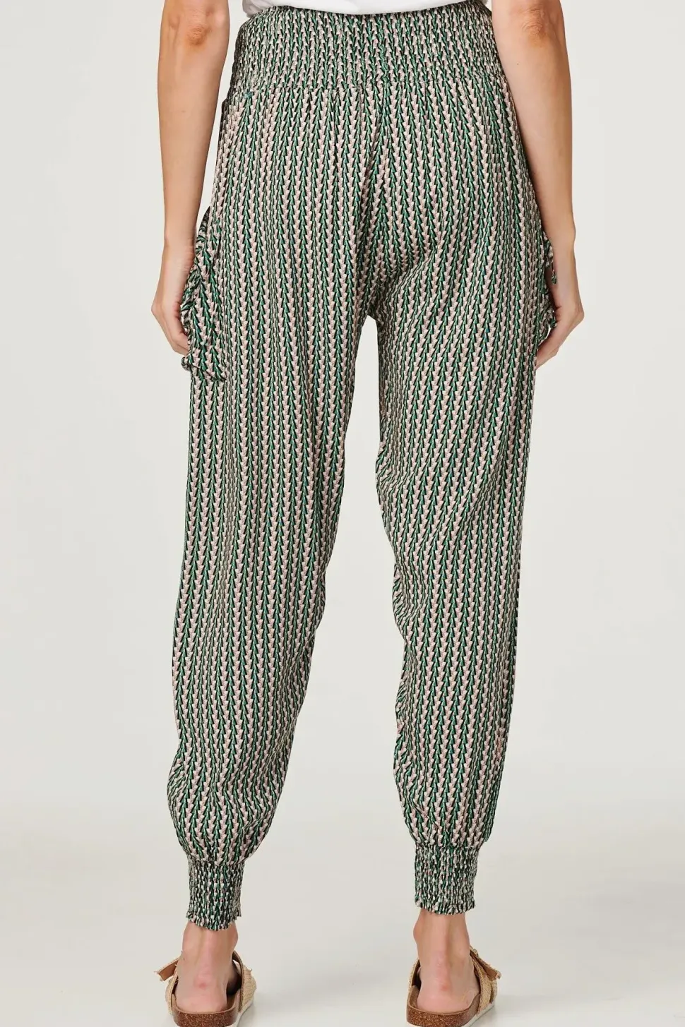 Stripe Print Pocket Detail Harem Pants