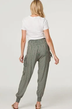 Stripe Print Pocket Detail Harem Pants
