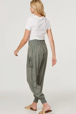 Stripe Print Pocket Detail Harem Pants
