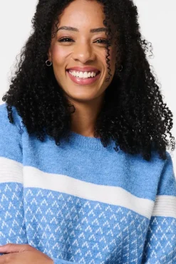 Stripe Print Relaxed Curve Hem Jumper
