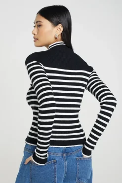 Stripe Rib Turtleneck Jumper