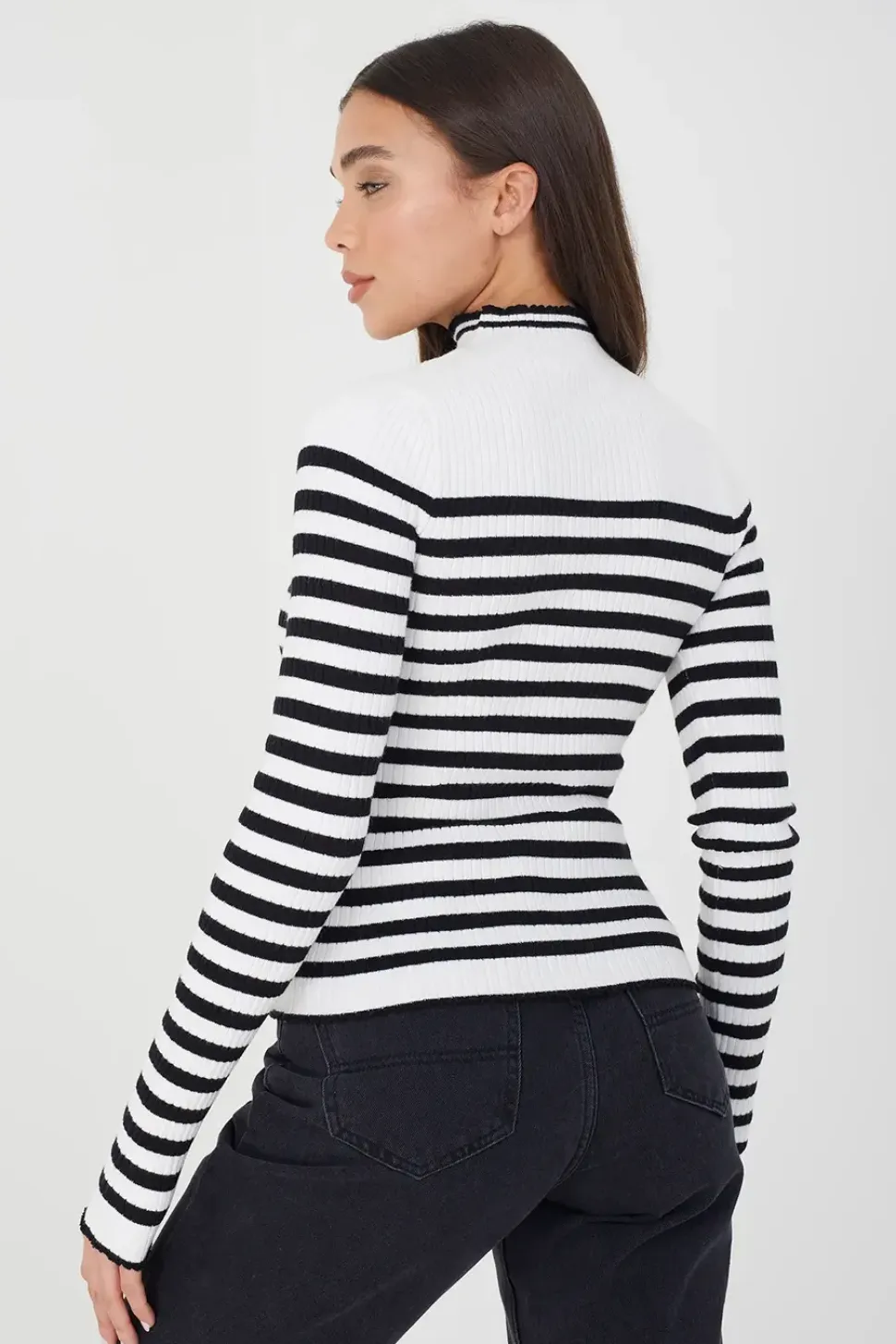 Stripe Rib Turtleneck Jumper