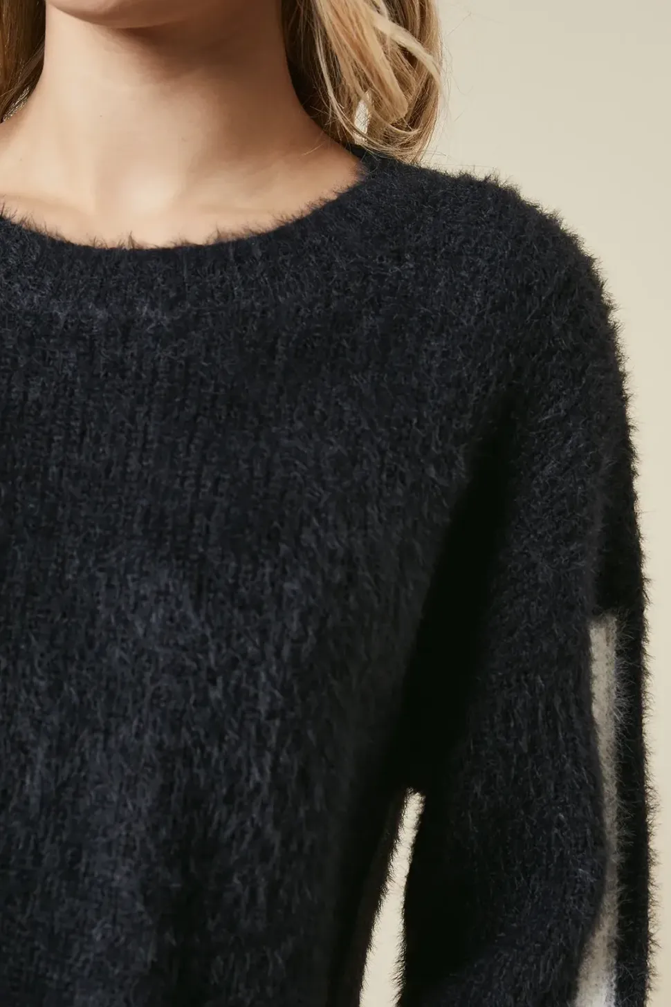 Stripe Sleeve Cosy Crew Neck Jumper
