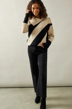 Stripe Split Neck Jumper