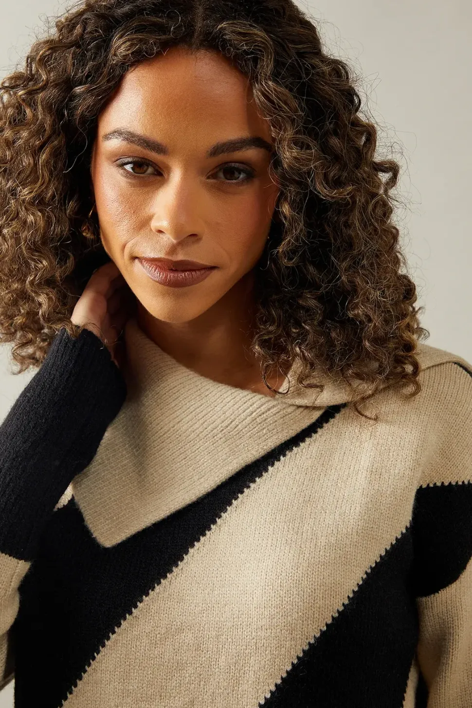 Stripe Split Neck Jumper