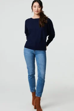 Stripe Texture Boat Neck Boxy Fit Jumper