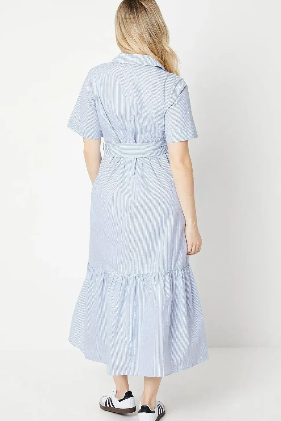 Stripe Tie Waist Shirt Dress