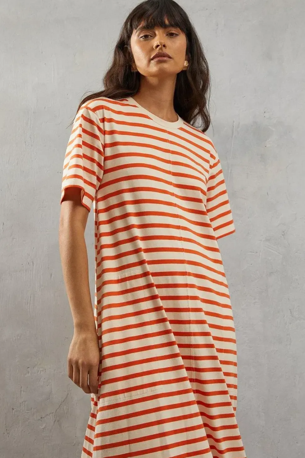Stripe Trapeze Midi Dress