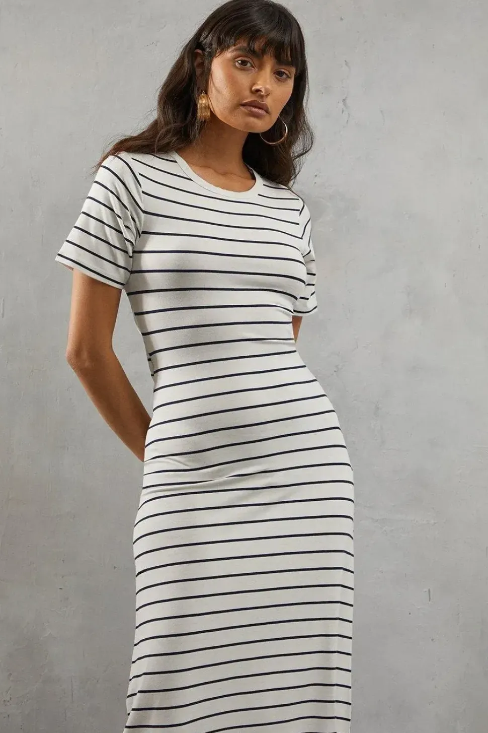 Stripe Twist Open Back Midi Dress