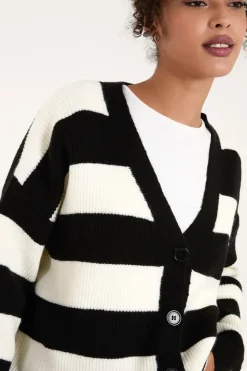 Stripe V Neck Cardigan