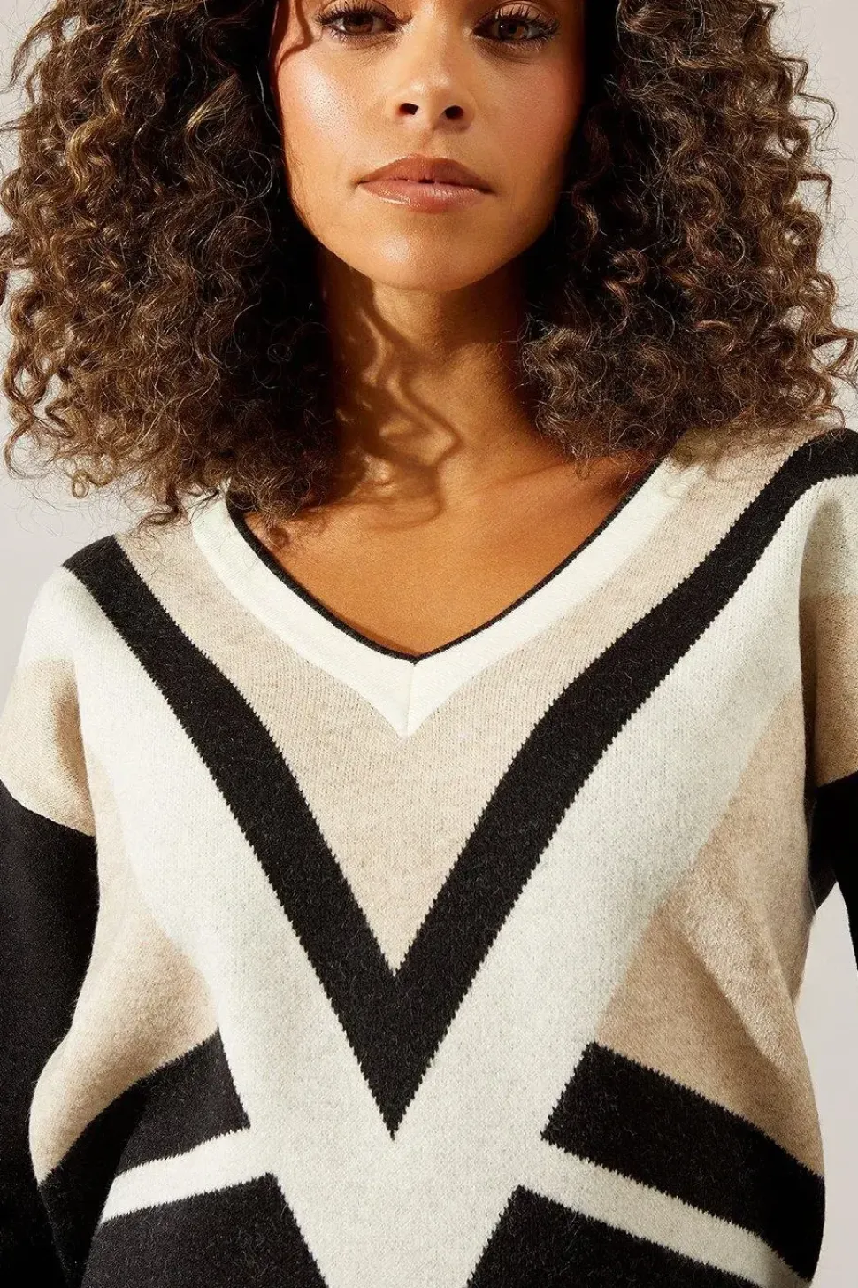 Stripe V Neck Jumper