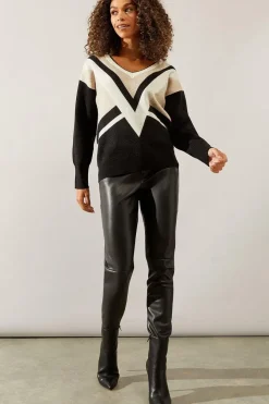 Stripe V Neck Jumper