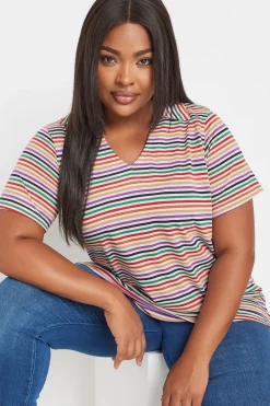 Stripe V-Neck Polo T-shirt