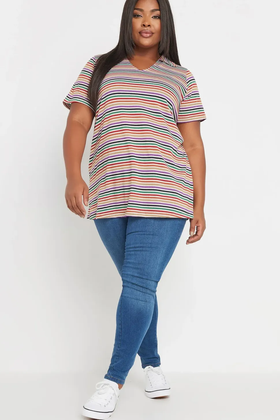 Stripe V-Neck Polo T-shirt