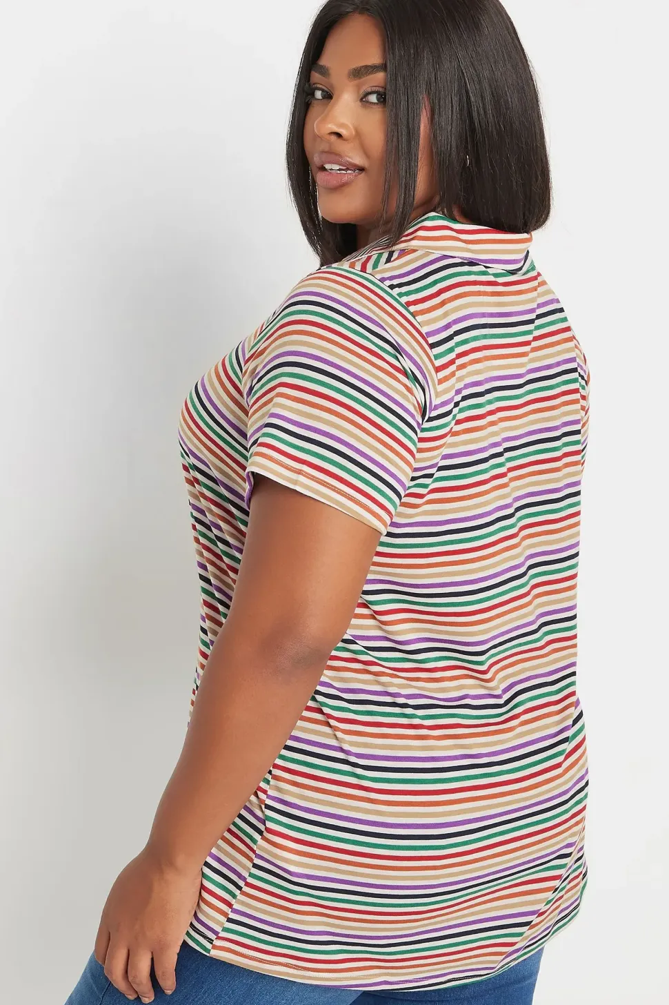 Stripe V-Neck Polo T-shirt