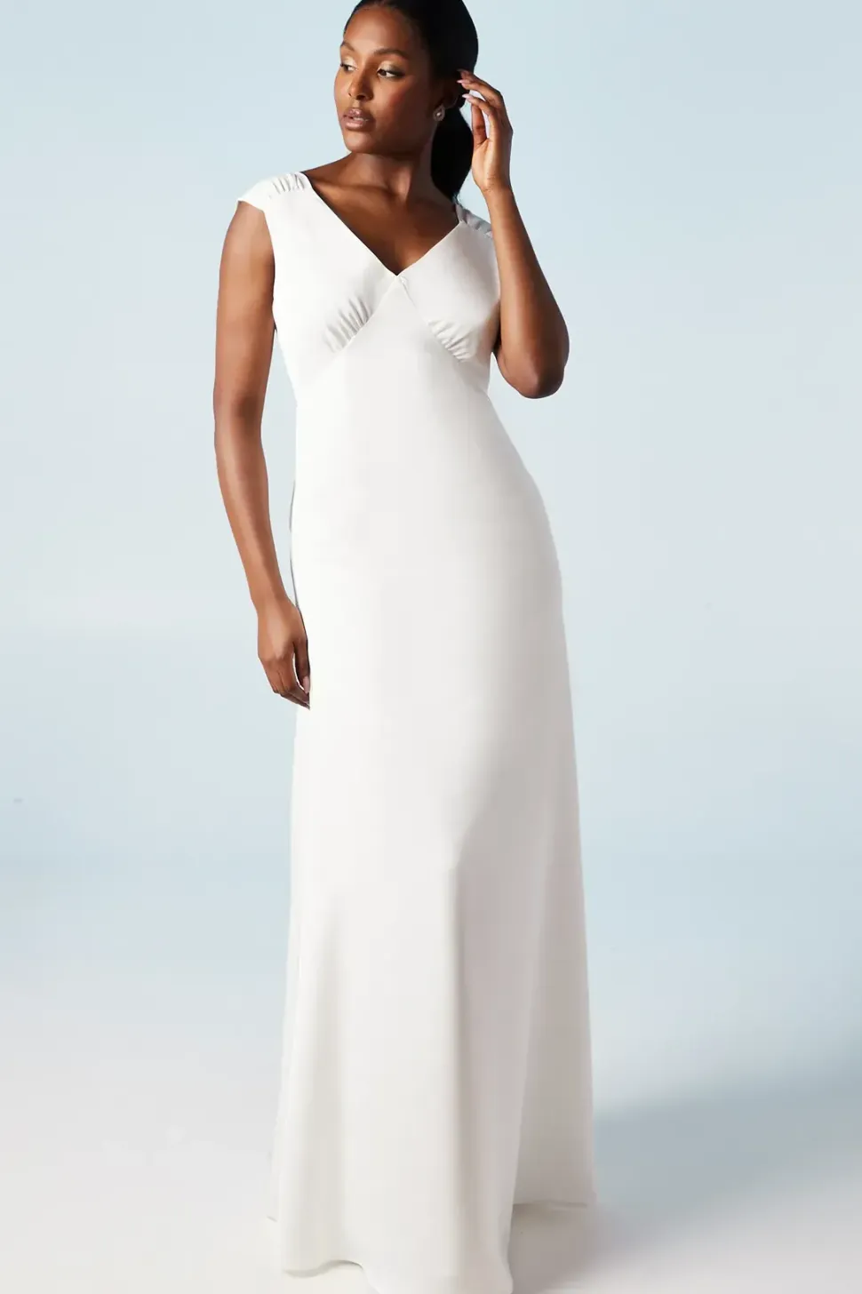 Structured Bow Back Detail Cape Wedding Dress