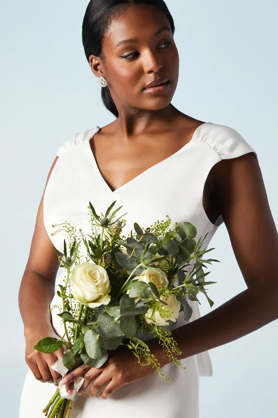 Structured Bow Back Detail Cape Wedding Dress