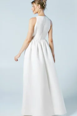 Structured Satin Halter Top Full Skirted Wedding Dress