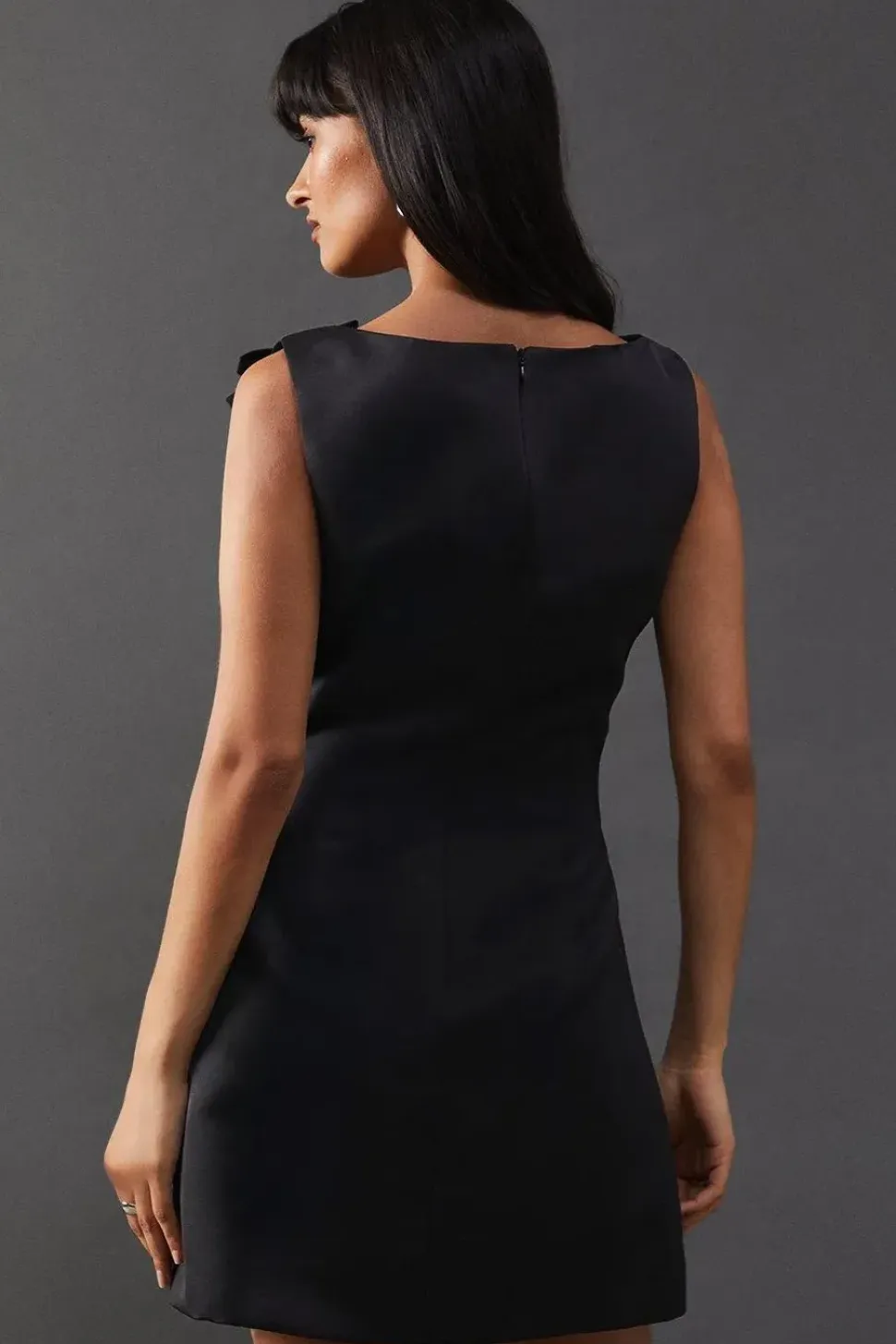 Structured Satin Sleeveless Bow Detail Mini Dress