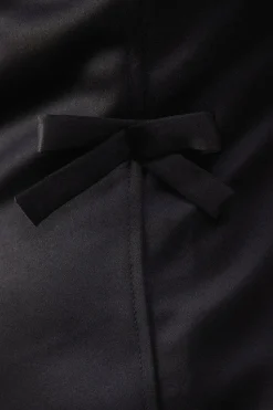 Structured Satin Sleeveless Bow Detail Mini Dress