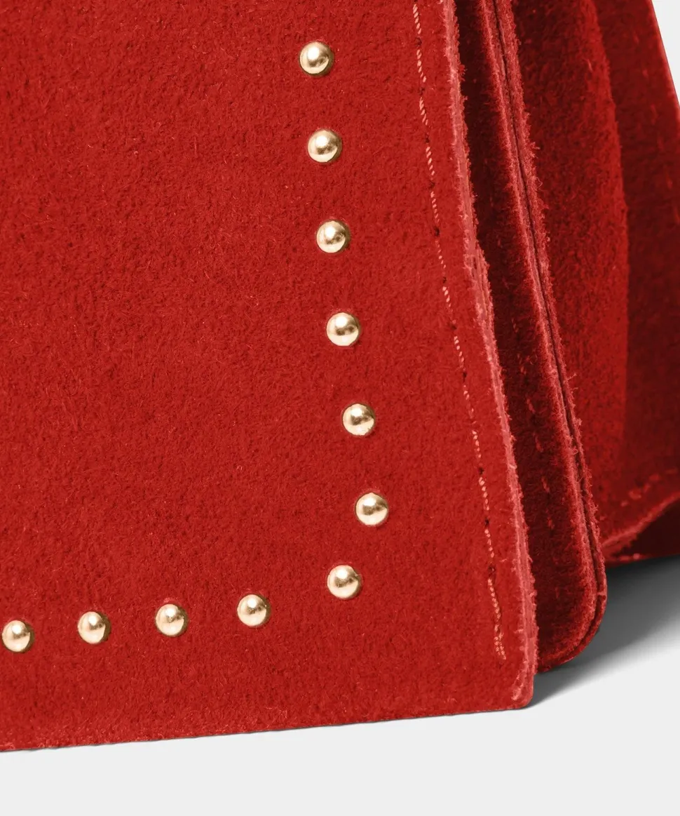 Studded Mini Crossbody Flap Front Suede Bag