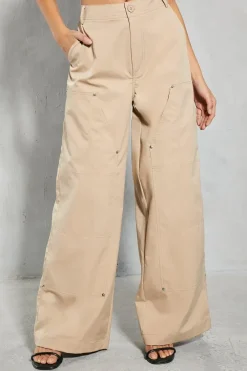 Studded Pocket Detail Wide Leg Trouser