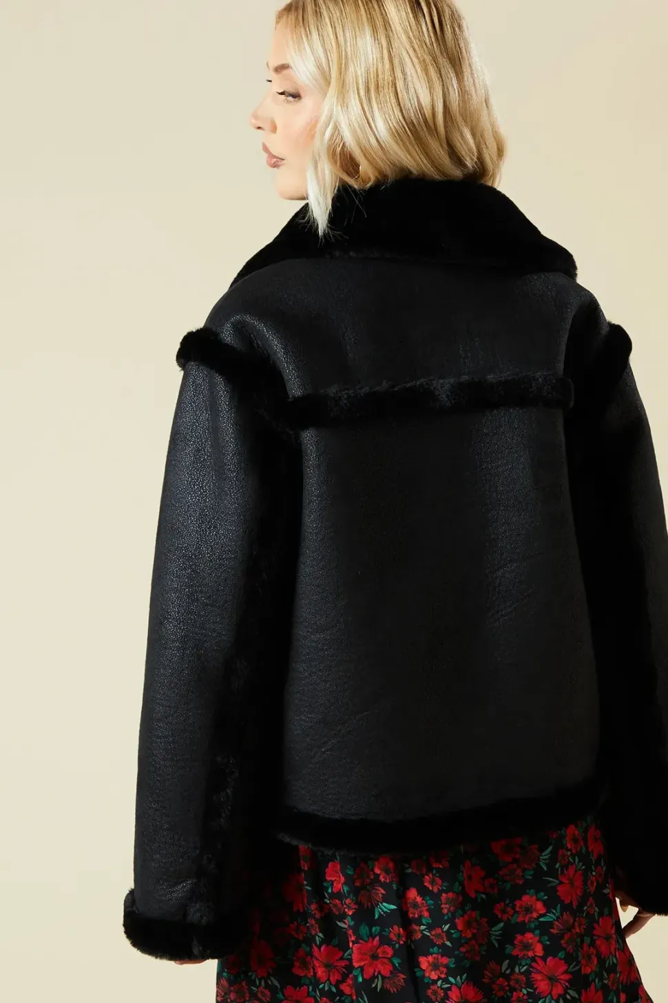 Suede Cropped Aviator Jacket