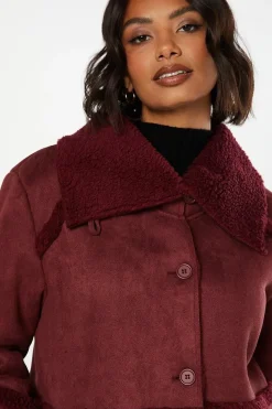 Suede Shearling Longline Coat