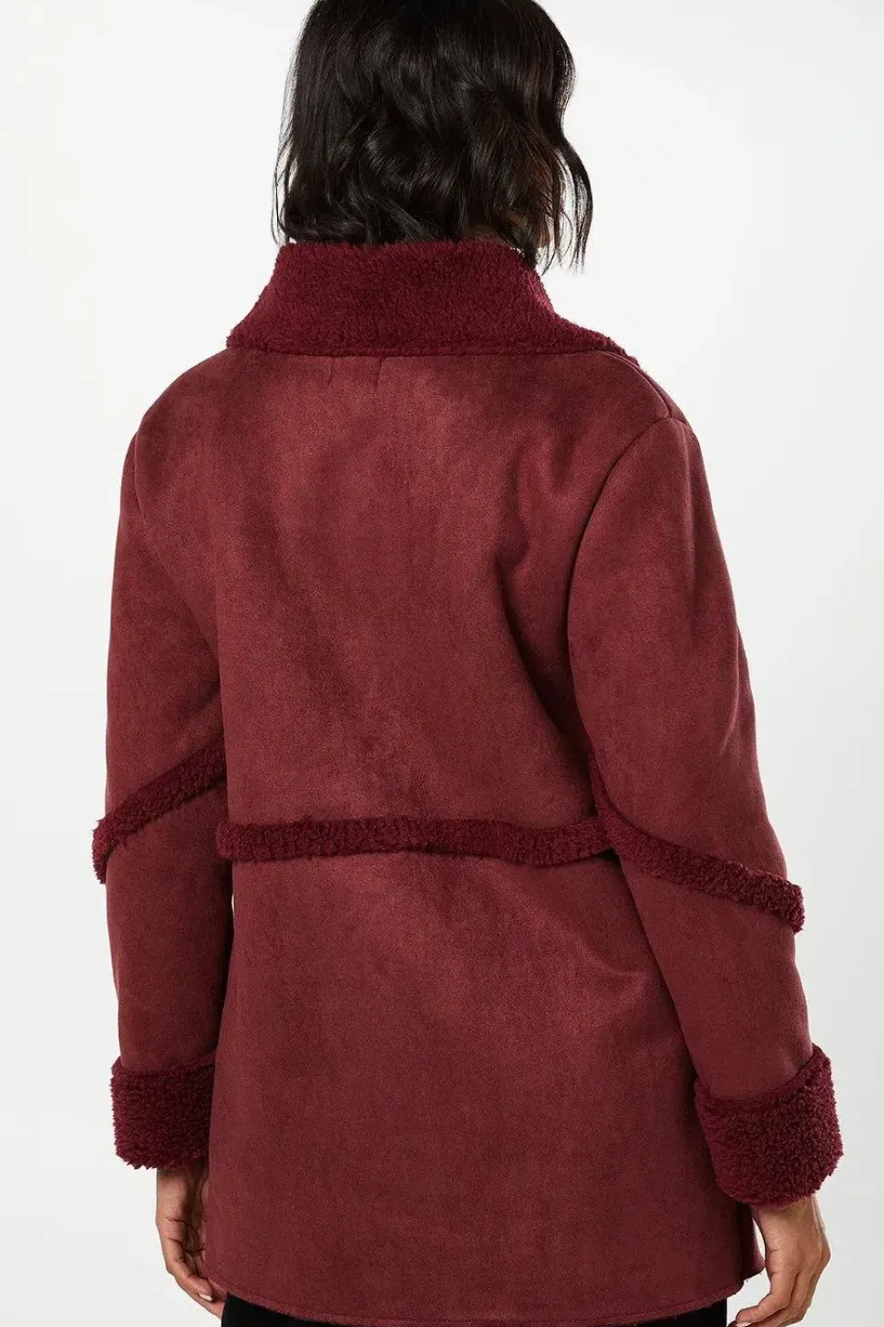 Suede Shearling Longline Coat