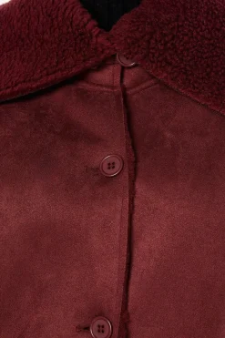 Suede Shearling Longline Coat