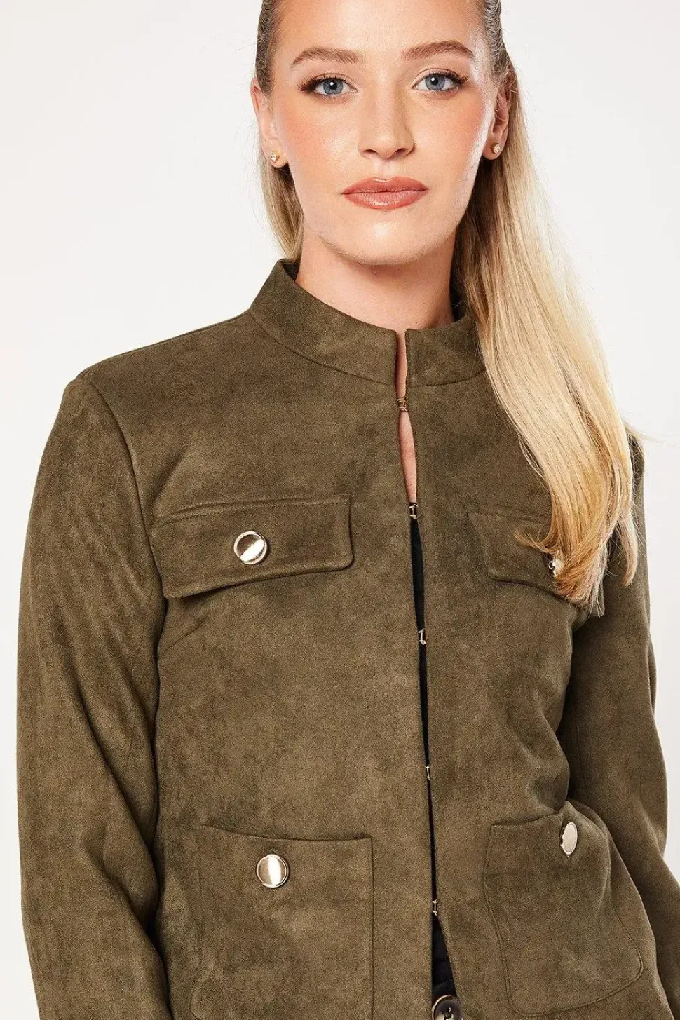 Suedette Pocket Detail Jacket