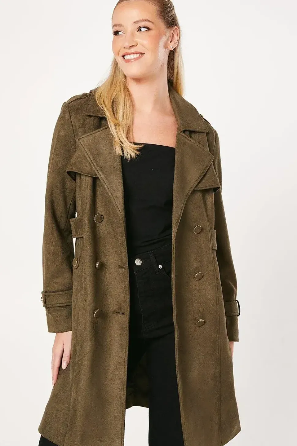 Suedette Trench Coat