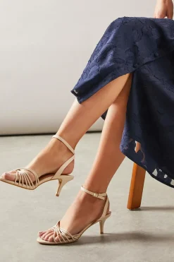 Sugar Faux Leather Twist Strap Kitten Heeled Sandals