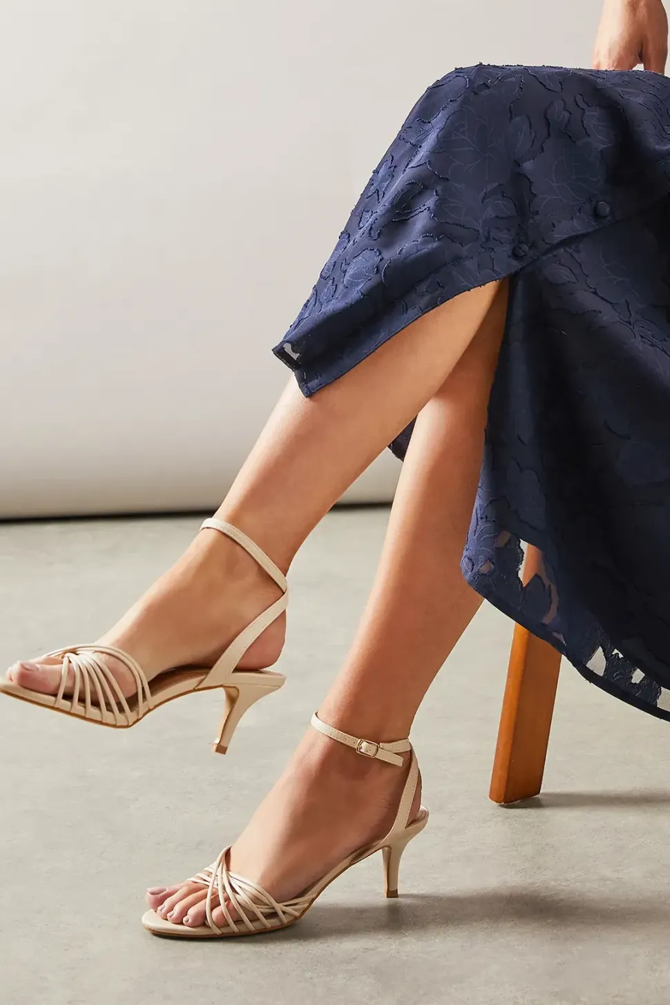 Sugar Faux Leather Twist Strap Kitten Heeled Sandals